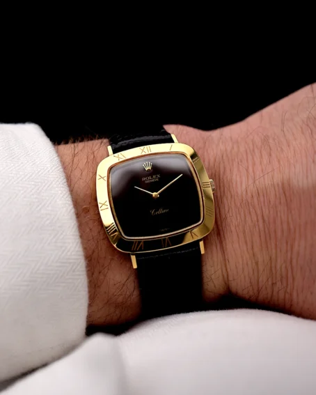 Rolex Cellini 18k Black Roman 1970